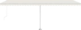 vidaXL Χειροκίνητη τέντα με ηλιακό LED 6 x 3 m Κρεμ 100% Πολυεστέρας