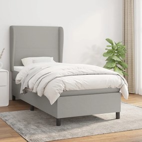 vidaXL Κρεβάτι Boxspring με Στρώμα Ανοιχτό Γκρι 80x200 εκ. Υφασμάτινο