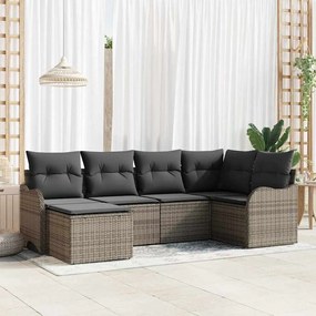 vidaXL Σετ Καναπέ Κήπου με μαξιλάρι 6 pcs Γκρι Πολυ ράταν