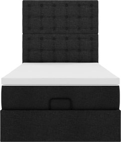 vidaXL Οθωμανικό κρεβάτι με στρώμα Μαύρο 90x190cm Ύφασμα