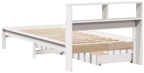 vidaXL Κρεβάτι Βιβλιοθήκη Χωρίς Στρώμα Λευκό 75x190 εκ Μασίφ Πεύκο