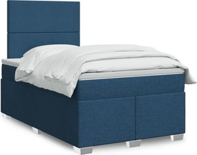 vidaXL Κρεβάτι Boxspring με Στρώμα Μπλε 120x190 εκ. Υφασμάτινο
