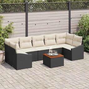 vidaXL Σετ Καναπέ Κήπου 8 pcs Μαύρος, λευκός