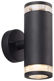 Φωτιστικό Τοίχου Birk Double 45501003 15,5x23,5cm 2xGU10 28W IP44 Black Nordlux Aluminium, Plastic