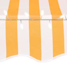 vidaXL Τέντα Συρόμενη Χειροκίνητη με LED Λευκό / Πορτοκαλί 200 εκ.