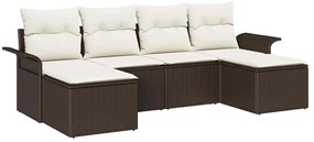 vidaXL Σετ Καναπέ Κήπου με μαξιλάρι 6 pcs Καφέ Πολυ ράταν