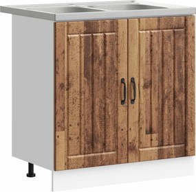 vidaXL Βάση νιπτήρα με πόρτα Lucca 2 pcs Παλιό ξύλο Επεξεργασμένο ξύλο