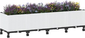 vidaXL Κήπος Γλαστράκι με Ροδάκια Λευκό 160 x 40 x 48 cm PP