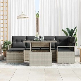 vidaXL Σετ Καναπέ Κήπου με μαξιλάρι 7 pcs Ανοιχτό γκρι