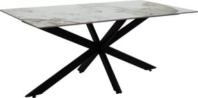 Τραπέζι Bethan pakoworld sintered stone λευκό μαρμάρου-μαύρο 180x90x75εκ