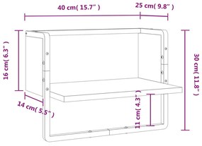 Ράφι Τοίχου με Μπάρα Μαύρο 40x25x30 εκ. - Μαύρο