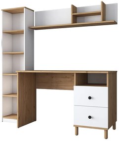 Γραφείο με βιβλιοθήκη Goldie pakoworld λευκό-φυσικό 160x50x161.8εκ