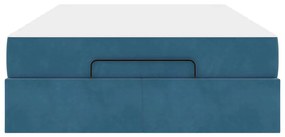 vidaXL Σκελετός κρεβατιού με στρώμα με στρώμα 2 pcs Μπλε Βελούδο