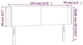 vidaXL Κεφαλάρι Κρεβατιού LED Ανοιχτό Γκρι 147x16x78/88 εκ. Βελούδινο