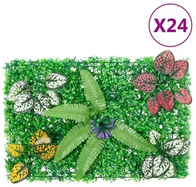  vidaXL Φράχτης 24 τεμ. Πράσινος 40 x 60 εκ. από Τεχνητό Φυτό