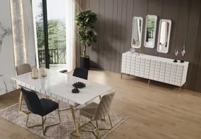 Stewehome Λευκή Επεκτεινόμενη Τραπέζαρια MDF με 4 Καρέκλες 90x78x78 cm