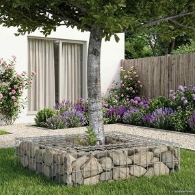 vidaXL Ανασηκωμένο κρεβάτι gabion Ασημί