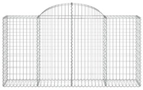 Συρματοκιβώτια Τοξωτά 3 τεμ. 200x50x100/120 εκ. Γαλβαν. Ατσάλι - Ασήμι