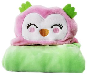 Κουβέρτα Fleece Με Κουκούλα (110x85) Morven Κουκουβάγια Ροζ 2145