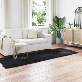 vidaXL Χαλί από τεχνητό πρόβειο δέρμα TAFALLA Μαύρο 80 x 250 cm