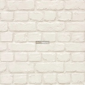Ταπετσαρία τοίχου μπεζ/λευκό τούβλο 226706