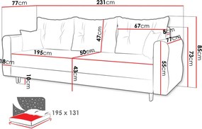 Καναπές Zako τριθέσιος -Anthraki - 231.00Χ77.00Χ85.00cm