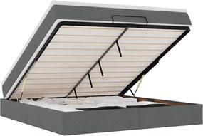 vidaXL Οθωμανικό κρεβάτι με στρώμα σκούρο γκρι 160x200cm ύφασμα