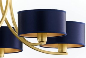 Κρεμαστό Πολύφωτο Arthur Φ75cm Χρυσό με Μπλε Ύφασμα