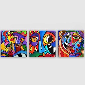 Πίνακας Καμβάς (Σετ 3Τμχ) 564RMY1383 30x30cm Multi Wallity Square Ξύλο, Καμβάς