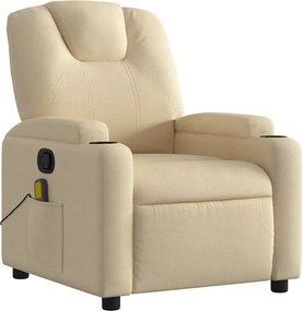 vidaXL Πολυθρόνα Μασάζ Ανακλινόμενη Κρεμ Υφασμάτινη