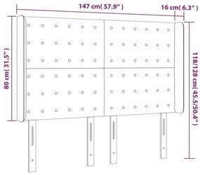 Κεφαλάρι Κρεβατιού LED Σκούρο Γκρι 147x16x118/128εκ. Υφασμάτινο - Γκρι