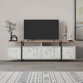 Έπιπλο τηλεόρασης Hanley λευκό εφέ μαρμάρου 160x35x48εκ