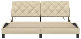 vidaXL Πλαίσιο κρεβατιού με LED χωρίς στρώμα Κρέμα 180x200 cm Ύφασμα