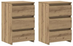 vidaXL Κομοδίνα 2 τεμ.Αρτισιανή Δρυς 40x35x62,5 εκ. Επεξ. Ξύλο