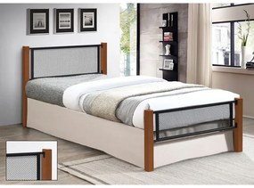 ΝΕΤ Κρεβάτι Μονό για Στρώμα 90x190cm, Μέταλλο Βαφή Μαύρο, Ξύλο Καρυδί