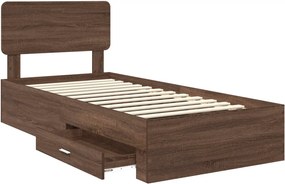 vidaXL Σκελετός Κρεβατιού Καφέ δρυς 75 x 190 cm Επεξεργασμένο ξύλο