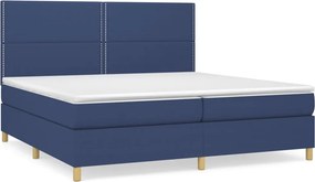 vidaXL Κρεβάτι Boxspring με Στρώμα Μπλε 200x200 εκ. Υφασμάτινο
