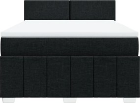 vidaXL Κρεβάτι Boxspring με Στρώμα Μαύρο 140x190 εκ. Υφασμάτινο