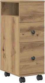 vidaXL Ντουλάπι Μπάνιου Στενό με Ροδάκια Αρτισιανή Δρυς Επεξ. Ξύλο