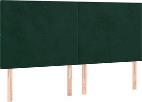 vidaXL Κρεβάτι Boxspring με Στρώμα &amp; LED Σκ. Πράσινο 200x200εκ Βελούδο