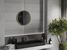 Mexen Loft στρογγυλός καθρέφτης μπάνιου 40 cm, πλαίσιο σε βουρτσισμένο χρυσό