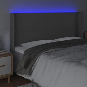Κεφαλάρι Κρεβατιού LED Γκρι 163x16x118/128 εκ. Συνθετ. Δέρμα - Γκρι