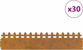 vidaXL Περιγράμματα γκαζόν 30 pcs Σκ rusty 103 x 0,05 x 22 εκ