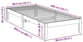 ΣΚΕΛΕΤΟΣ ΚΡΕΒ. ΧΩΡΙΣ ΣΤΡΩΜΑ ΛΕΥΚΟ 90X200 ΕΚ ΜΑΣΙΦ ΠΕΥΚΟ 859221