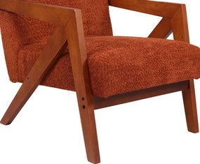 Πολυθρόνα Garifa pakoworld terracotta ύφασμα με πόδι σε καρυδί απόχρωση 79x75x75εκ