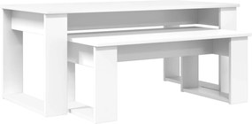 vidaXL Σετ Τραπεζιού Για Καφέ 2 pcs Λευκό Επεξεργασμένο ξύλο