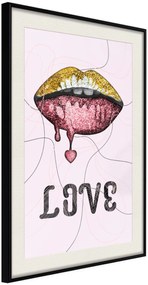 Αφίσα - Lip Gloss and Love - 20x30 - Μαύρο - Με πασπαρτού