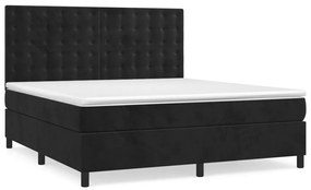 vidaXL Κρεβάτι Boxspring με Στρώμα Μαύρο 180x200 εκ. Βελούδινο