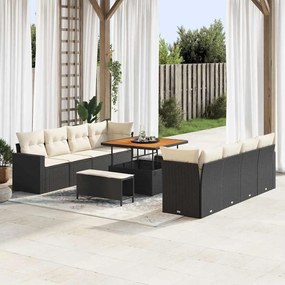 vidaXL Σετ Καναπέ Κήπου 11 pcs Μαύρο και κρεμ 100 x 100 x 71 cm