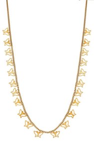 Κολιέ Senza Gold Plated Stainless Steel, Aλυσίδα με πεταλούδες